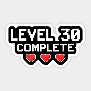 Level 30 Complete 30th Birthday 30 Years Gamer Sticker